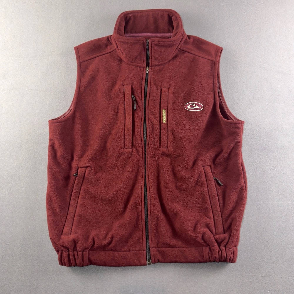 Drake Waterfowl Systems Mens Fleece Vest‎ Maroon Burgundy Full Zip Magnattach M